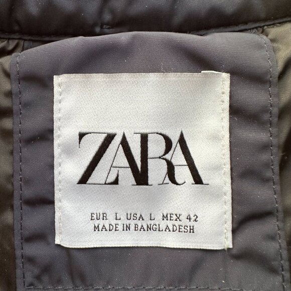 Zara Vest Womens Large Full Zip Mock Neck Quilted Navy Blue Pockets - Picture 4 of 11